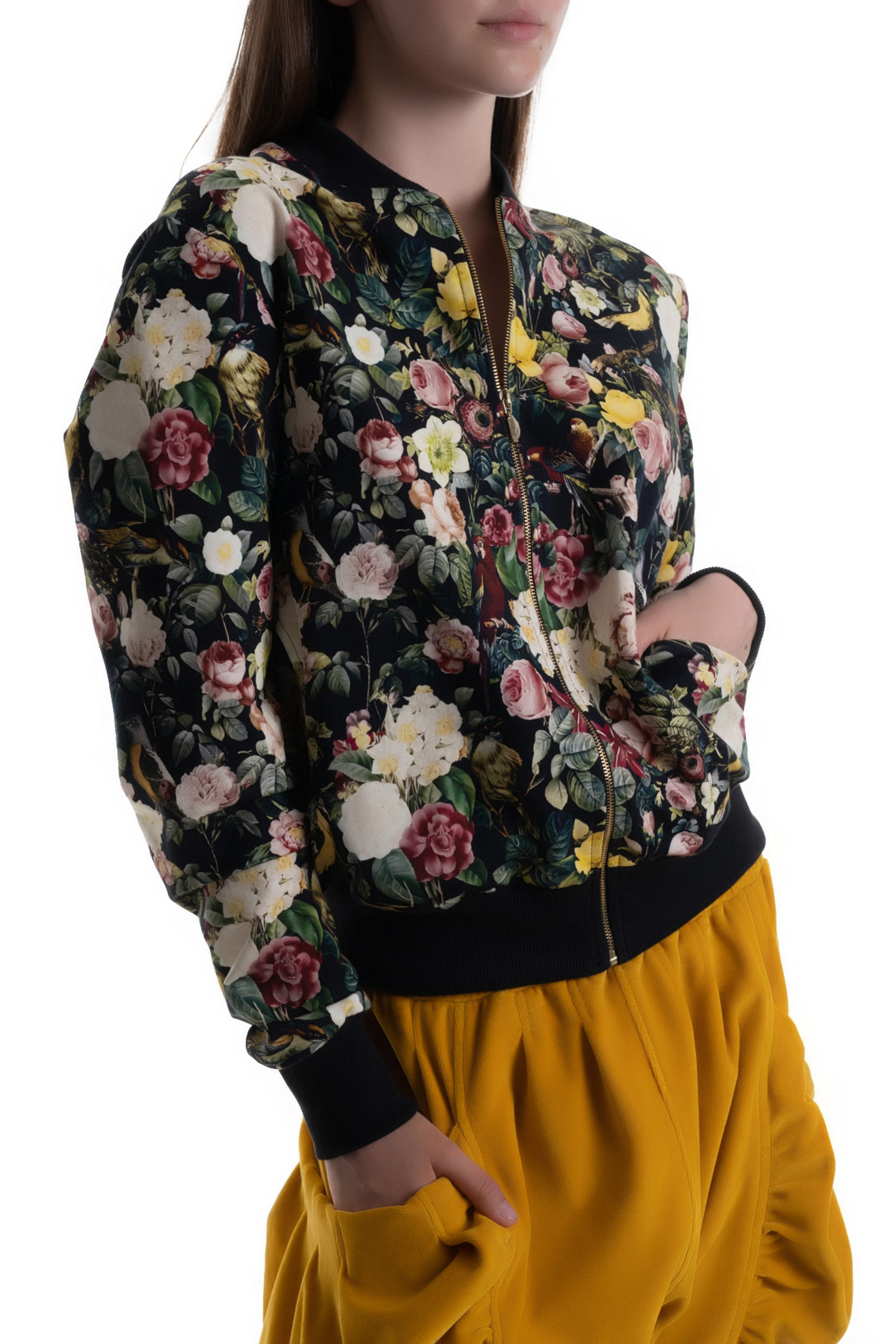 Dámská tepláková bunda FLORAL ZIP JACKET DARK