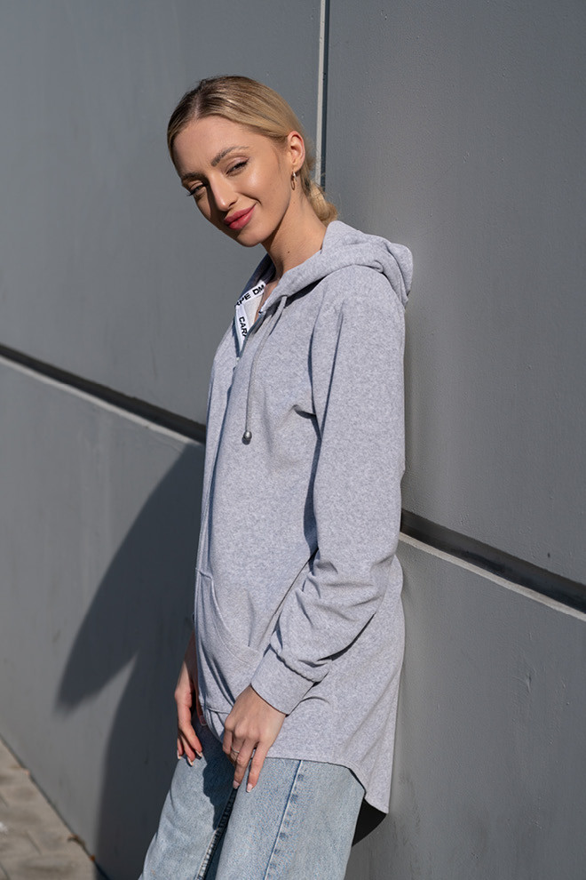 Dámská mikina FLOW VELOUR HOODIE GREY